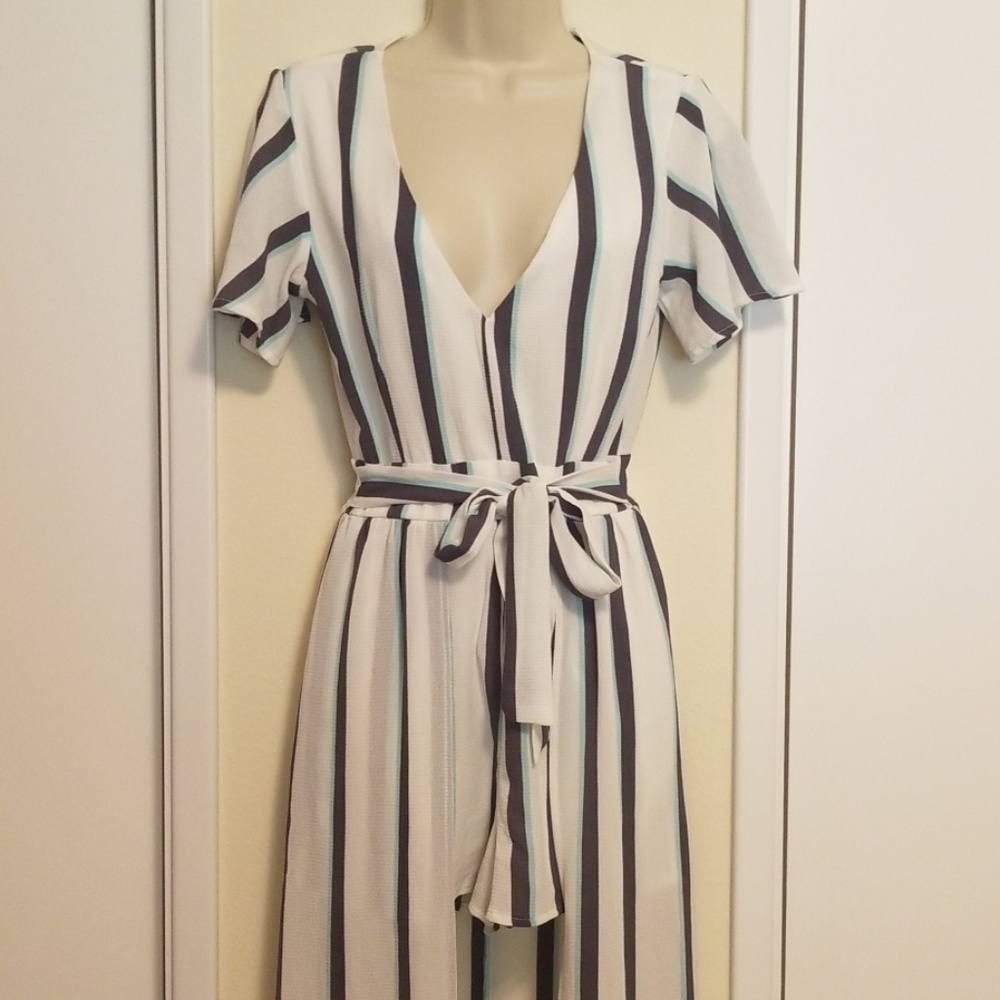 Striped Romber Backless Dress - Elegant & Cute